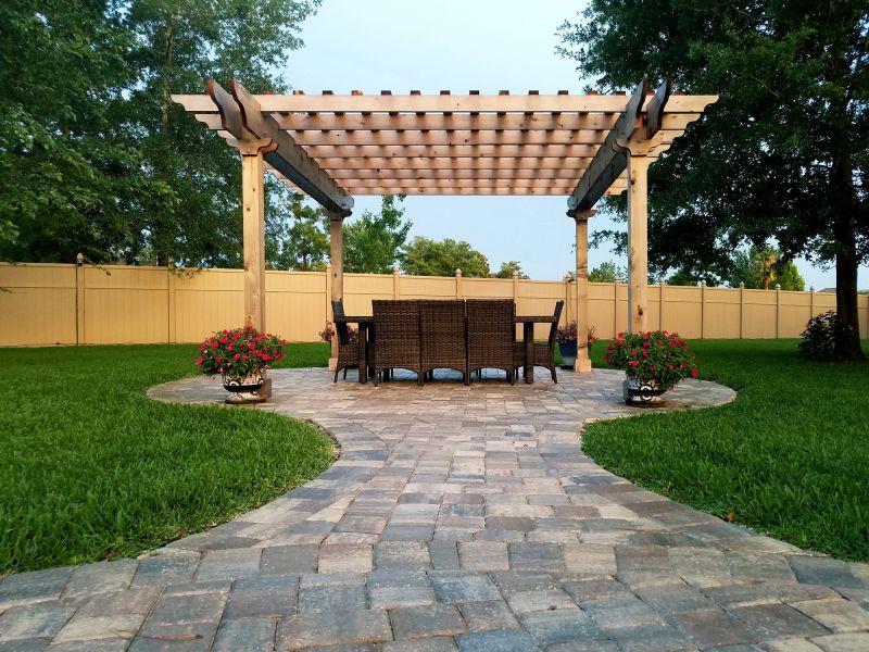 Stained Pergola with Vibrant Finish