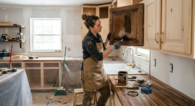 Wood Cabinet Staining in Carmel, IN